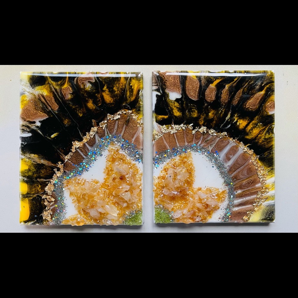 Citrine Quartz w/ Gold Leaf Flakes Wall Decor